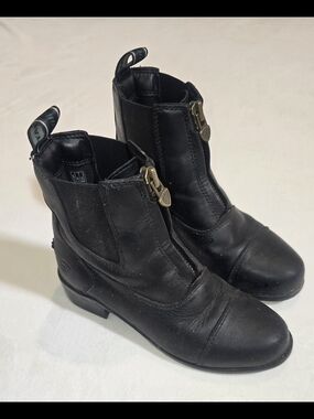 Ariat Scout Zip Youth Paddock Boots Black Leather Kids Size 13